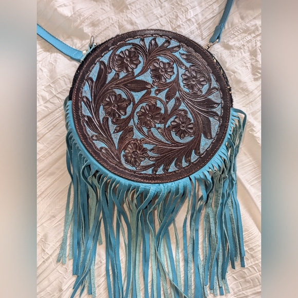 Brand new Leather Tool and Fringe purse - Picture 2 of 8